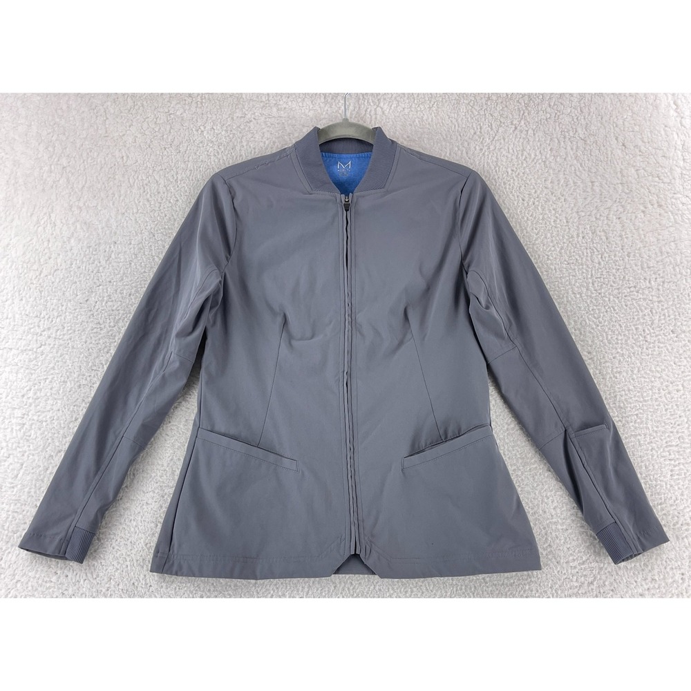 Medelita Kinetic Scrub Jacket Womens Size XS Gray Full Zip Long Sleeve‎ Pockets